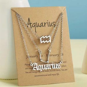 Three Piece Constellation Zodiac Layer Necklaces for Women Constellation Pendant